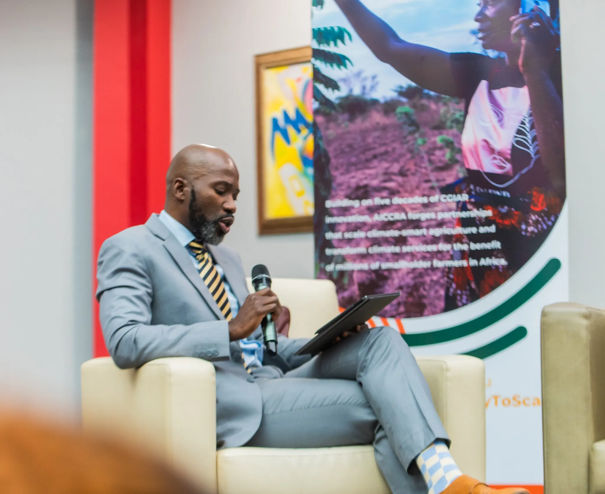 Evans Chinembiri speaking on a panel at an AfCFTA session